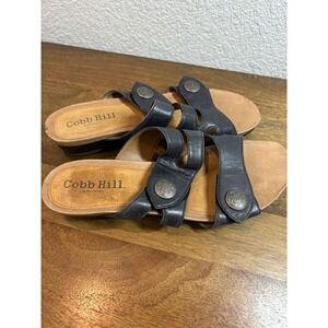 Cobb Hill Leather Sandals Slides Comfort Casual Strappy Black Size 9M